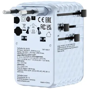 Power Adapter/Inverter Verbatim ADAPTATEUR VOYAGE 100W BLUE