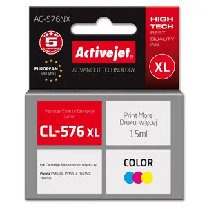 Картридж ActiveJet AC-576NX совместимый для Canon CL-576XL High (XL) ёмкость, красители, жёлтый/красный/синий, 15 мл