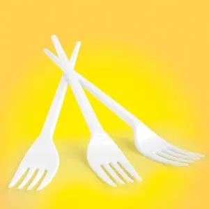 Disposable Plastic Fork Office Products 17 cm, pack of 100, white
