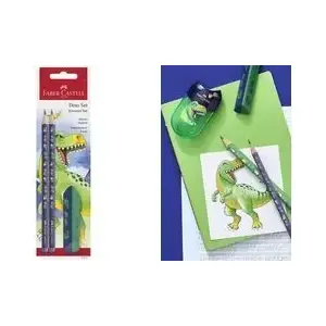 Graphite Pencil Set Faber-Castell Dino HB Blue – HB wooden pencils, blue barrel, set