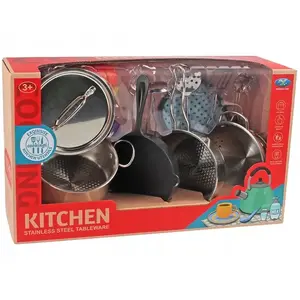 Ascato metal play dishes set 17 pieces 120690 for children's role-play kitchen and dining