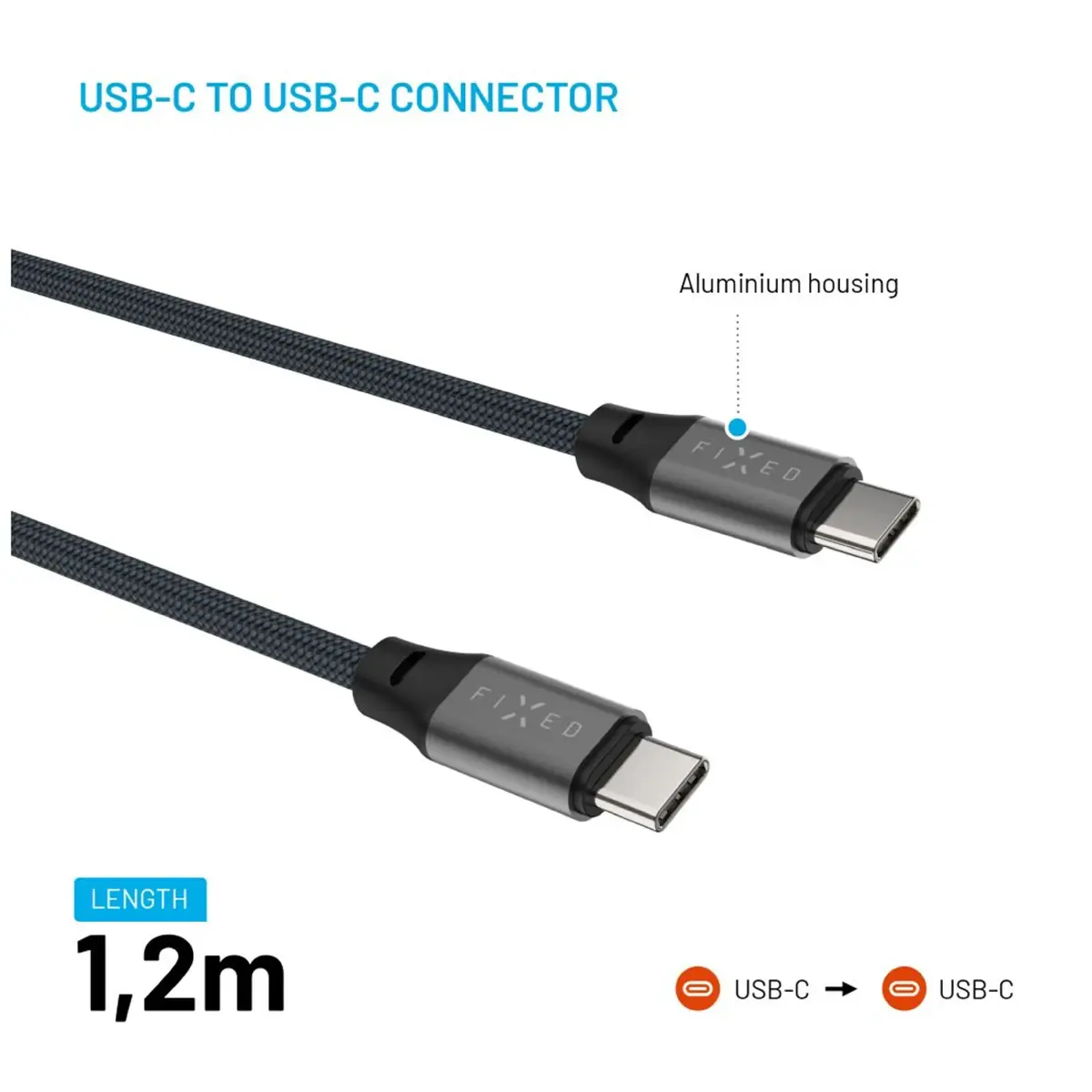 USB-C to USB-C Magnetic Cable FIXED FIXDBM-CC12-GR Photo 2