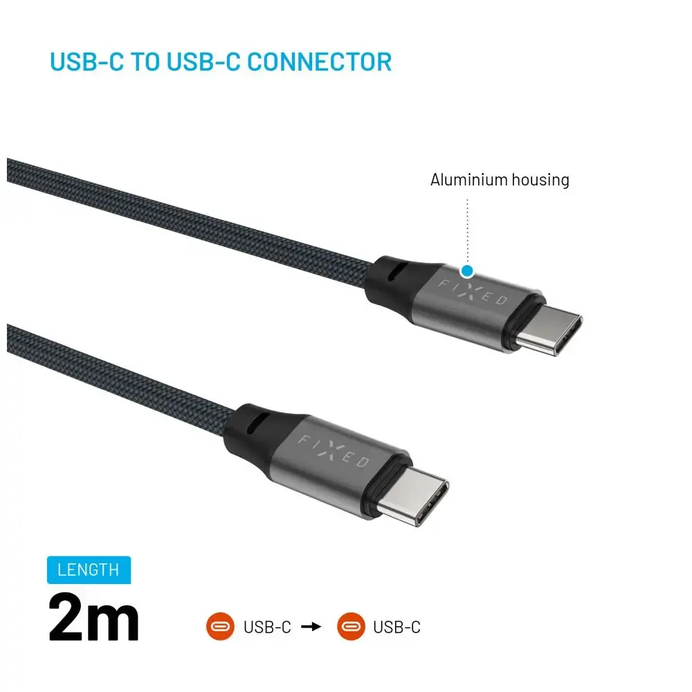 Magnētiska pītā USB-C–USB-C kabelis FIXED FIXDBM-CC2-GR Photo 3