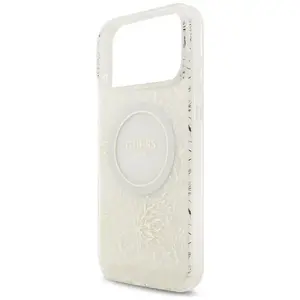 Guess IML Flowers Electro Pearl Strap MagSafe Case for iPhone 17 Pro Max White