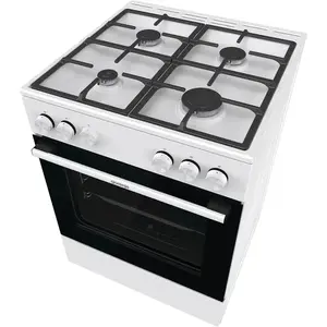 Напольная газовая плита Gorenje GG6A10WFFM, белая, 4 конфорки, газовая духовка 72 л, передние поворотные ручки