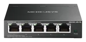 Nevadāms tīkla slēdzis TP-LINK Mercusys MS105GS-M2 — 5 porti Gigabit Ethernet (10/100/1000), melns