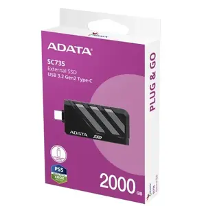 SSD Disk ADATA 2TB External SC735 U3.2C Grey