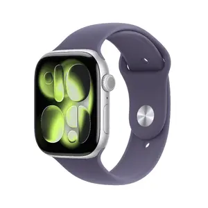 Apple Watch Series 11 GPS 46mm Серебряный алюминиевый корпус Фиолетовый спортивный ремешок M/L