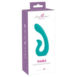 Divgalviņu vibrators beau cœur NAIRA Dual — silikona, uzlādējams, kopējais garums 17,5 cm, ievietošanas garums 15 cm, Ø līdz 3,6 cm