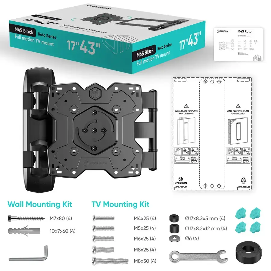 ONKRON M4SR-B TV wall mount for 17"–43" Photo 2