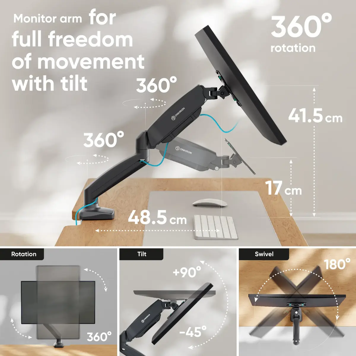 ONKRON G80 Desk Monitor Mount for 13-32 inch Screens Photo 3