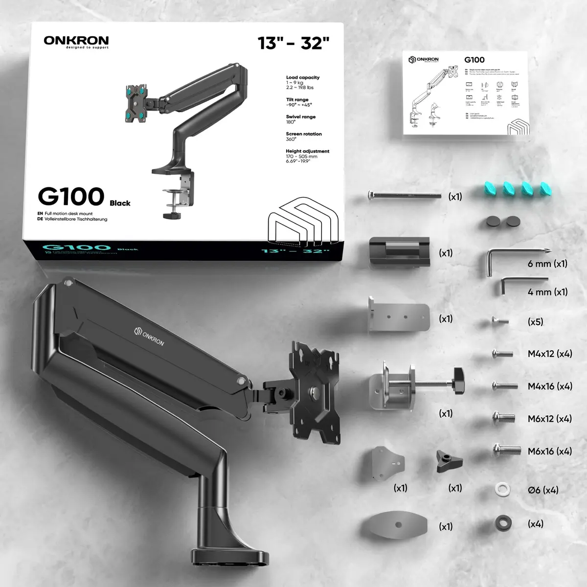 Sienas stiprinājums monitoram ONKRON G100-B priekš