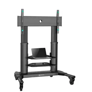 Mobile TV stand ONKRON TS2771-B for 40–80 inch TVs, black, wheeled floor stand