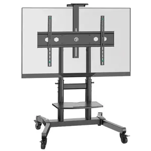 TV mobile stand ONKRON TS1891-B for 50–90" TVs, floor mount, adjustable height 1215–1680 mm, tilt ±5°, VESA 200×200–800×600, 100 kg, black