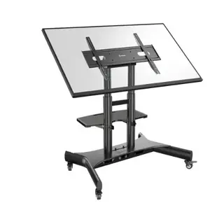 TV mobile stand ONKRON TS1380-B for 50–83 inch TVs, black, height-adjustable, wheeled base