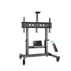 TV stand ONKRON TS1991E-B mobile floor mount for 55–100" TVs, black, height 1100–1600 mm, 130 kg, VESA up to 1000×600