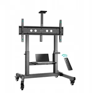 TV stand ONKRON TS1991E-B mobile floor mount for 55–100" TVs, black, height 1100–1600 mm, 130 kg, VESA up to 1000×600