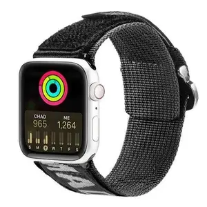 Ремешок dux ducis нейлоновый для Apple Watch Ultra/SE/Series 8–1, чёрный с серебристой пряжкой