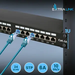 Extralink CAT6A STP Patchpanel 24 porty