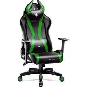 Ergonomic gaming chair Diablo Chairs X-Horn L green — adjustable support, high-back design