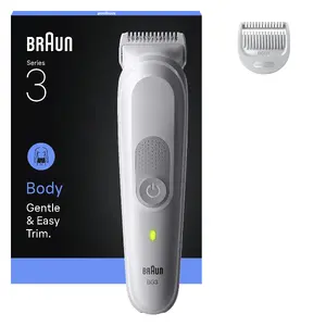 Body groomer shaver BRAUN Series 3 80789709, light grey, AC/Battery, Ni–Cd, 80 min runtime
