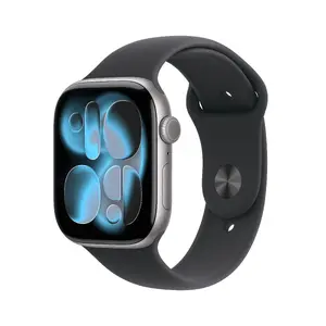 Умные часы Apple Watch Series 11 GPS 46mm Корпус из алюминия серого цвета Черный спортивный ремешок S/M