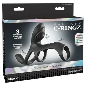 Насадка-удлинитель Fantasy C-Ringz Ultimate Couples Cage Max — силикон, 3 мотора, 7 режимов, водонепроницаемая, 19,5×5×12,5 см