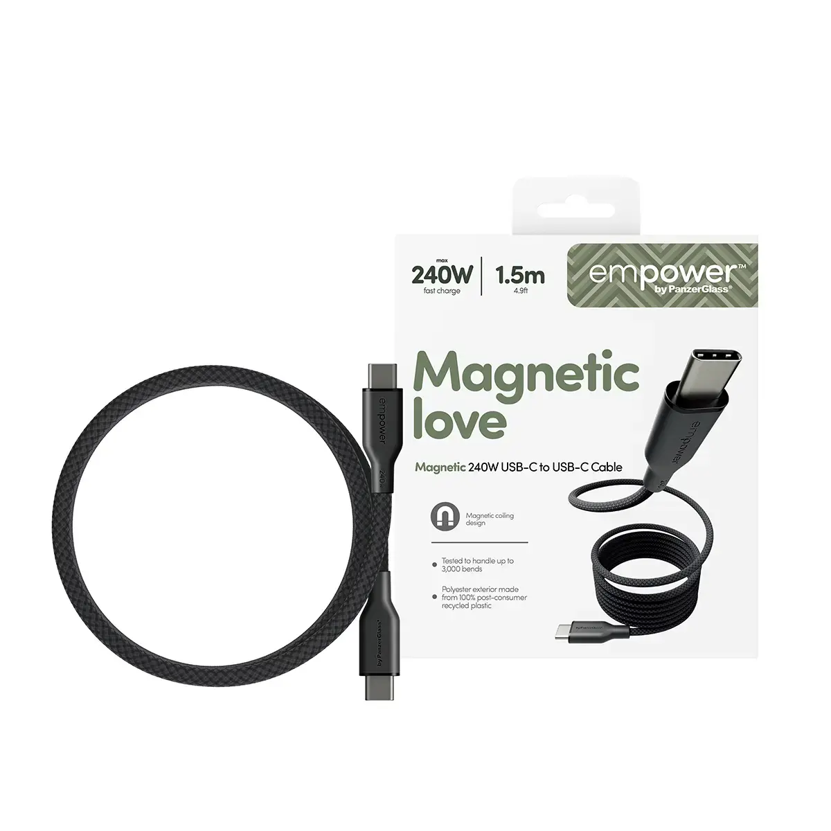 USB-C Kabelis PanzerGlass empower by Magnetic 240W Photo 2