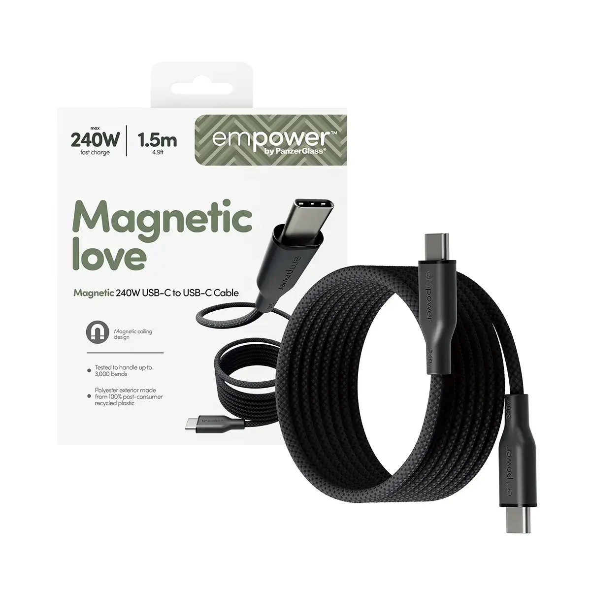 USB-C Kabelis PanzerGlass empower by Magnetic 240W Photo 5