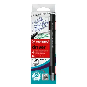 STABILO dr!ver Файнер 4 шт Черный Синий Зеленый Красный Тонкий