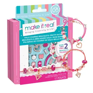 Children's jewellery bracelet making kit Make it Real Halo Charms Bracelets Pretty In Pink 17 pieces