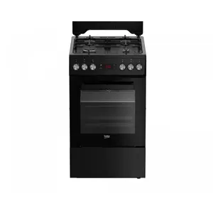 Freestanding cooker BEKO FSM52331DBDS, gas hob 4 burners (2900/2000/2000/1000 W), electric oven 60 L, 60 cm, energy class A, black