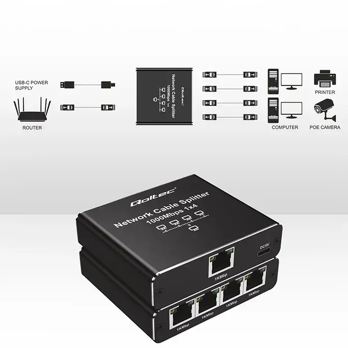 Ethernet mini switch QOLTEC 52293 1x4 RJ45 Photo 5