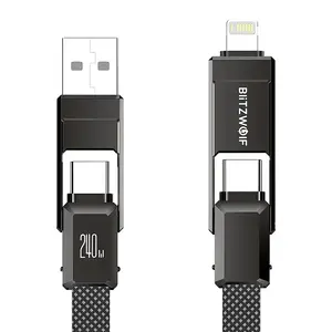 4-in-1 cable BlitzWolf BW-HDC7 — USB-C, Lightning, USB-A, Micro-USB 1.2m 240W black