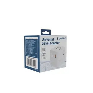 Travel power adapter GEMBIRD TPA-1A2C20-01-W — 20 W, USB-A (18 W) + 2× USB-C (20 W), Type E plug, white