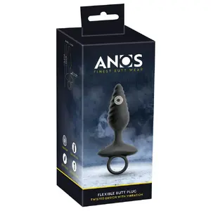 Анальная пробка ANOS Flexible Plug Twisted с вибрацией, силикон, аккумуляторная, длина 14.8 см, введение 9.5 см, Ø макс. 3.4 см