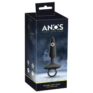 Анальная пробка ANOS Flexible Butt Plug Vibrat, общ. длина 15 см, вставляемая 10 см, Ø макс. 2.6 см, силикон, перезаряжаемая