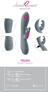 Vibrator beau cœur Velina Rabbit Vibra – rechargeable silicone rabbit vibrator, 20 cm length, 10.5 cm insertion, Ø up to 4 cm