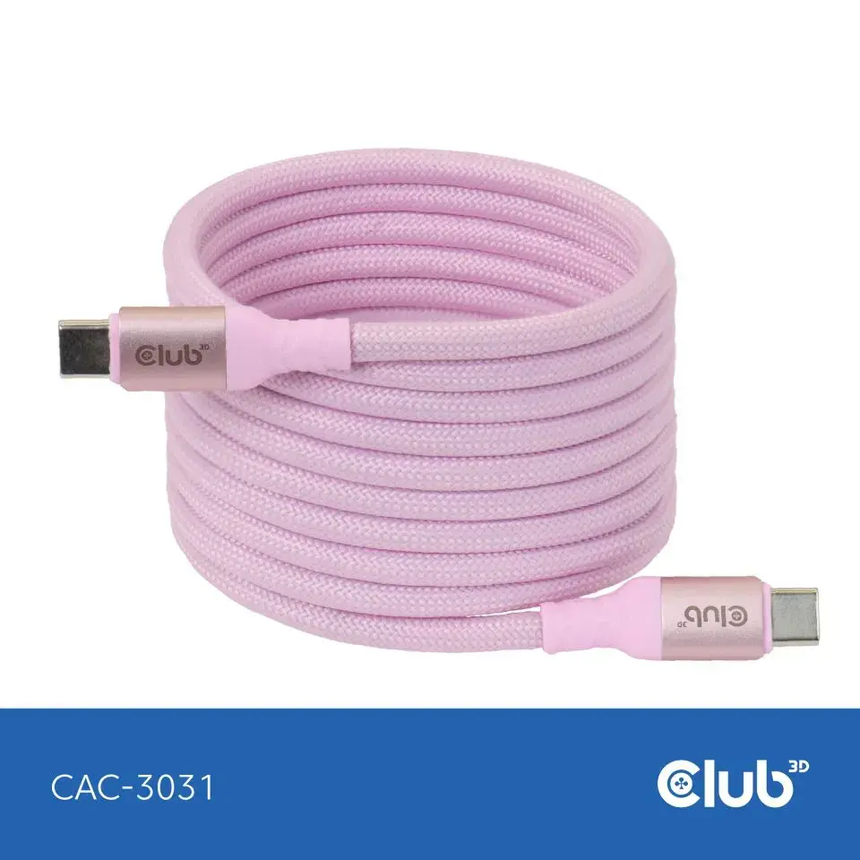 CLUB3D USB-C Магнитный Кабель 240W Розовый Photo 2