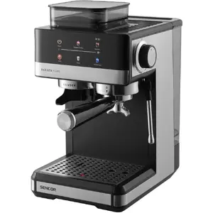 Кофеварка эспрессо SENCOR SES5000SS с встроенной жерновой кофемолкой 1,5 л, 20 бар, 20 степеней помола, горячий и холодный режимы
