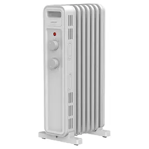 Oil-filled radiator Sencor SOH3407WH 2000W, 7 flat ribs, 3 power levels (600/900/1500 W), thermostat, anti-freeze, wheels