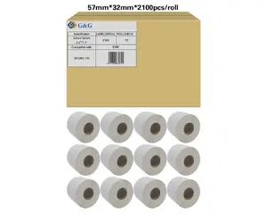 Etiķešu ruļļi g   g 19750 — 57,0 x 32,0 mm, 12 ruļļi × 2100 etiķešu