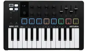 MIDI controller ARTURIA MiniLab 3 — 25-key compact USB MIDI keyboard with MIDI Out, multicolour backlit pads