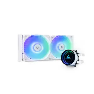 Visos vienā šķidruma dzesētājs CHIEFTEC ICEBERG 240-RGB-W — 240 mm radiators, 2 x 120 mm RGB ventilatori, balts