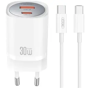 Сетевое зарядное устройство XO CE21 Type C с 1 м кабелем Type-C, компактный USB адаптер