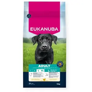 Sausais barība suņiem EUKANUBA Adult Large Chicken 15 kg — pieaugušiem lielu šķirņu suņiem, vistas, 15 kg