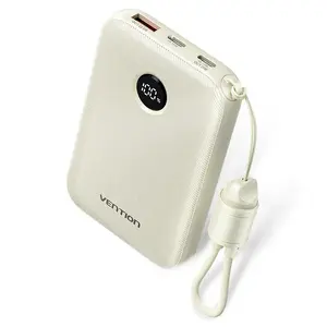 Power bank Vention FKAN0-C 10000 mAh — 2× USB-C, 1× USB-A, 22.5 W, Beige