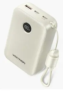 Power Bank Vention 20000mAh 22.5W — 2× USB‑C, 1× USB‑A, Beige