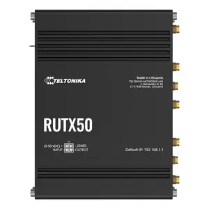Wireless router Teltonika RUTX50 — 5G, Dual-band Wi‑Fi 5 (802.11ac), Gigabit Ethernet, 5x RJ‑45, USB, Black