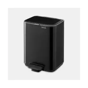 Pedal waste bin Brabantia 7 L Matt Black — 7-litre pedal trash can, compact bathroom/bin